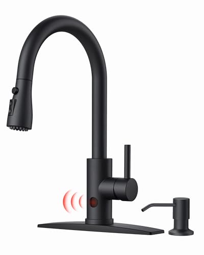 Black Touchless Kitchen Faucet with Soap Dispenser