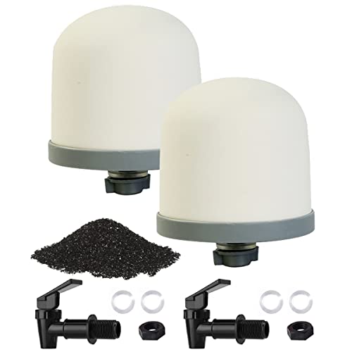 Replacement Ceramic Dome Water Filter with Coconut Shell Activated Carbon and Faucet Kit for Countertop
