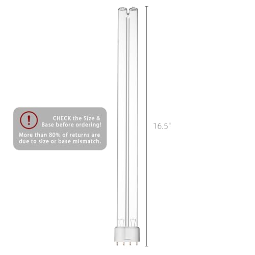 2 Pack 36 Watts UV Bulb 16.5 Inch Germicidal 2G111 Base UVC Replacement Light Bulb for HVAC Duct Air Purifier & Pond Clarifier (2 Count)