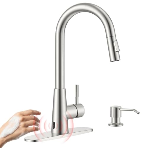 Kitchen Faucet Touchless with Soap Dispenser and Pull Down Sprayer