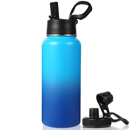 32 oz Insulated Water Bottle with 2 Lids