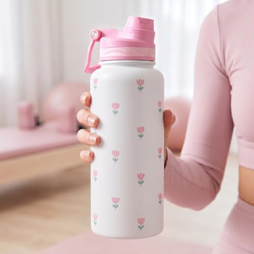 Tulip Stainless Steel Water Bottle with Strap 32oz