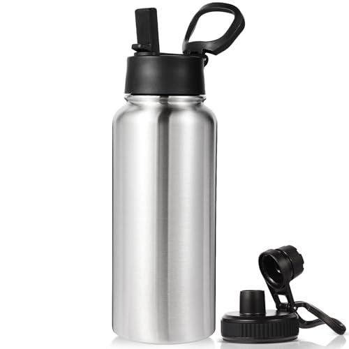 32 oz Insulated Water Bottle with 2 Lids