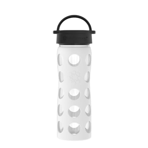 16-Ounce BPA-Free Glass Water Bottle with Classic Cap and Protective Silicone Sleeve, Optic White