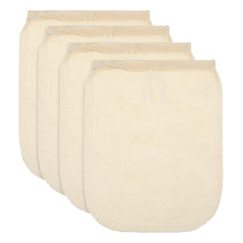 4 Pack Cotton Nut Milk Bag 8 × 6 Inches Fine Mesh Cheese Cloth Multiple Usage Reusable Food Strainer Professional Cold Brew Filter for Straining Juice Coffee Yogurt Tea (4 Count)