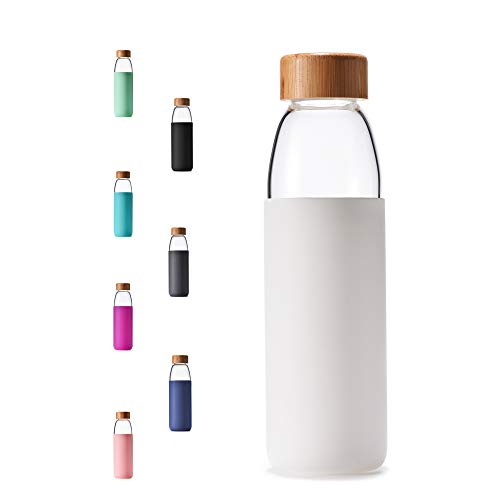 25 Oz Borosilicate Glass Water Bottles with Bamboo Lid