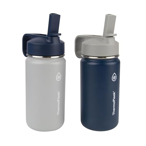 Kids 14 oz Insulated Water Bottles with Straw Lid BPA (2 Count)