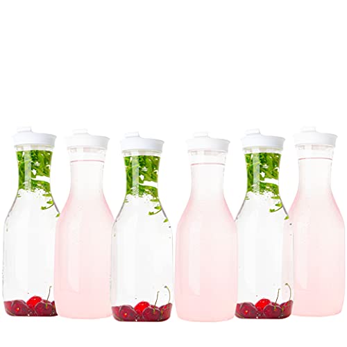 Clear Plastic Water Pitchers Carafes with Flip top White Lids Pack of 6 (6 Count)