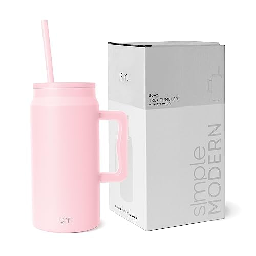 50 oz Mug Tumbler with Handle and Straw Lid