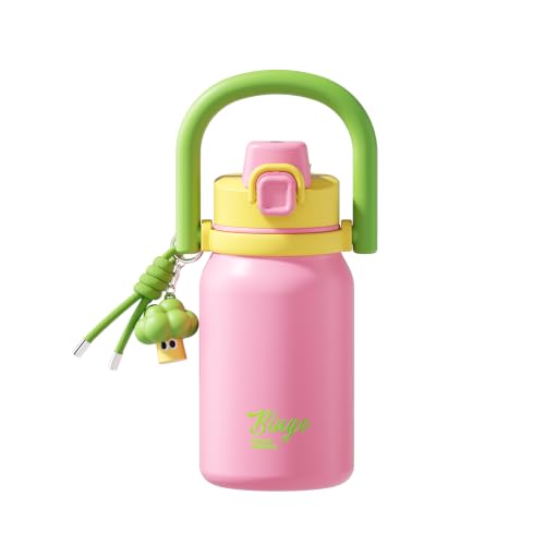 32 oz Leak proof Insulated Water Bottle with Straw & Handle Pink