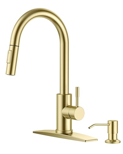 Gold Kitchen Faucet with Soap Dispenser