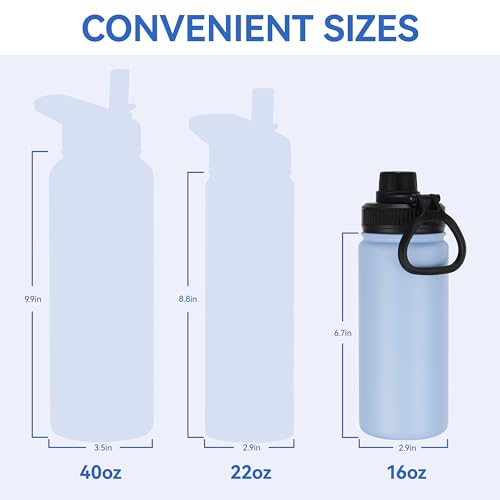 16 oz Kids Water Bottle for School Stainless Steel Double Wall Vacuum Insulated Water Bottle with Straw lids & Spout Lid (4 Count)