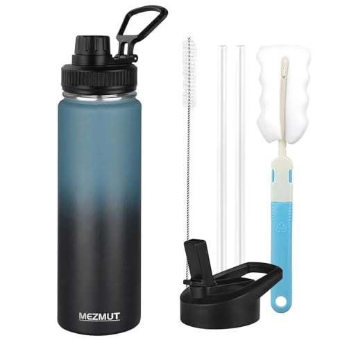 24oz Sports Insulated Water Bottle for School with 2 Lids