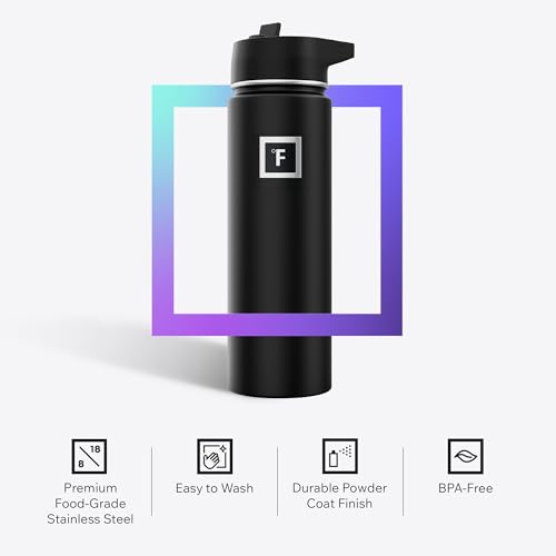 22 oz Wide Mouth Water Bottle with 3 Lids