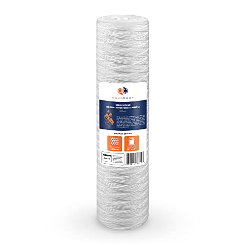 5 Micron 20 x 4.5 Whole House String Wound Water Filter Replacement Cartridge for Well Water Filtration Compatible with WP5BB20P (2 Count)