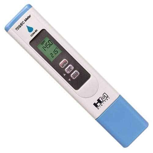 HM Digital COM-80 Electrical Conductivity (EC) and Total Dissolved Solids Hydro Tester, 0-5000 ppm TDS Range, 1 ppm Resolution, +/- 2% Readout Accuracy