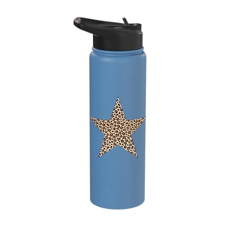Star Shape Cute Cheetah Leopard Print Graphic Stainless Steel Insulated Water Bottle