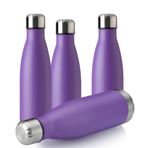 17oz Sport Water Bottle 4 Pack Vacuum Insulated Stainless Steel Leak (4 Count)