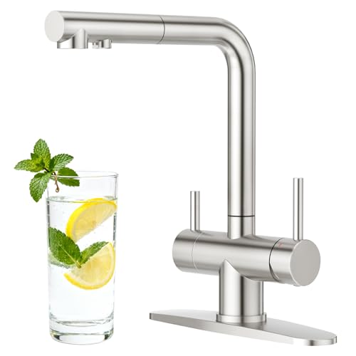 3 Way Kitchen Faucet with Pull Down Sprayer Built