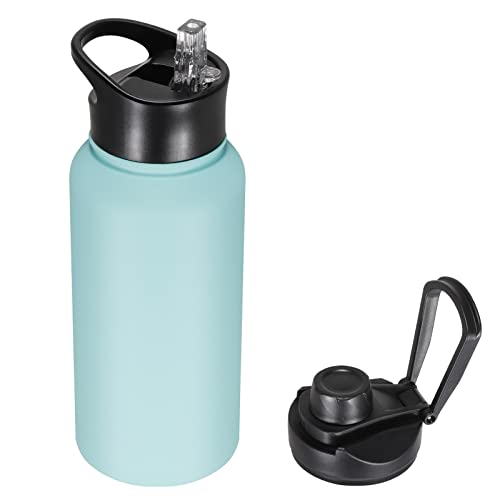 32 oz Insulated Water Bottle with Straw Lid & Wide Mouth Lids