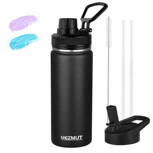 18oz Sports Insulated Water Bottle for School with 2 Lids
