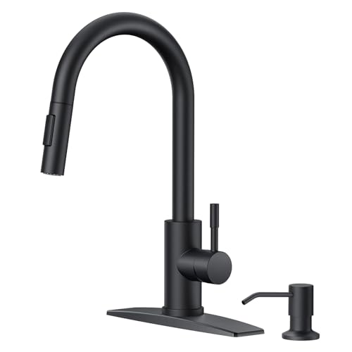 Black Kitchen Faucet with Soap Dispenser