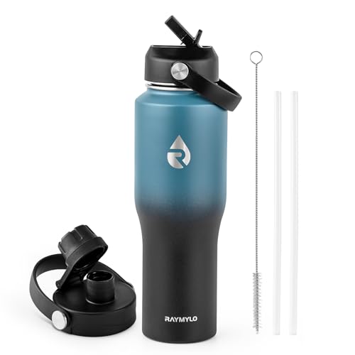 40 oz Insulated Water Bottle with Straw fit in Car Cup Holder