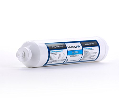 ICF-10Q/3 Inline Post Activated Carbon Water Filter Replacement Cartridge with 1/4-Inch Quick Connect for Refrigerator, Ice Maker, RO Reverse Osmosis System, 2000 Gallons (3 Pack) (3 Count)