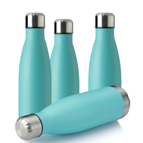 17oz Sport Water Bottle 4 Pack Vacuum Insulated Stainless Steel Leak (4 Count)