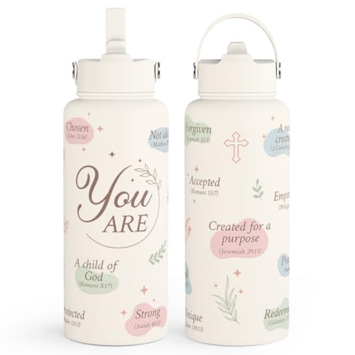 Christian Water Bottle 32oz Stainless Steel Insulated with Lid