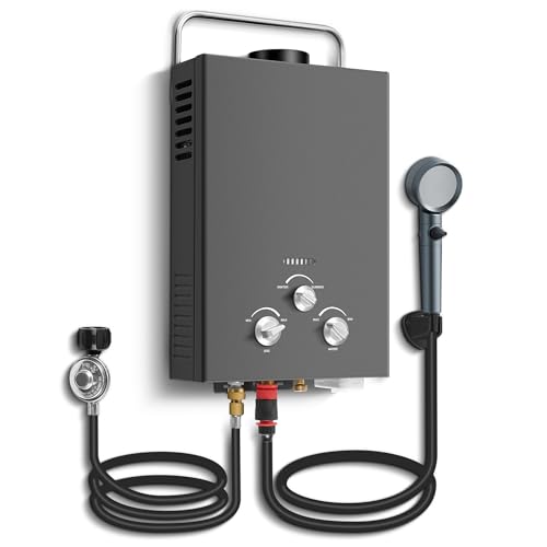 Outdoor Tankless Propane Water Heater 1.58GPM 6L Portable Gas Water Heater with Handle & Overheating Protection
