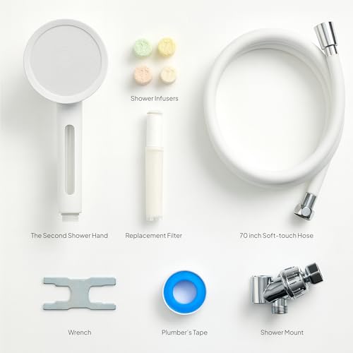 SecondShower Filtered Shower Head with Handheld for Hard Water