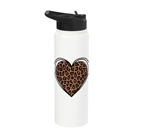Heart Shape Cute Cheetah Leopard Print Graphic Stainless Steel Insulated Water Bottle