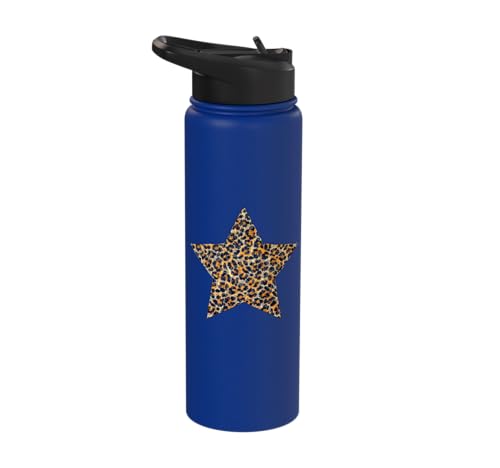 Star Shape Cute Cheetah Leopard Print Graphic Stainless Steel Insulated Water Bottle