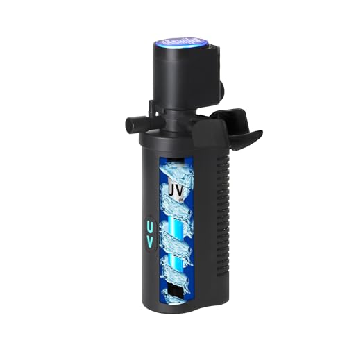 10-45 Gal U-V Aquarium Filter for Fish Turtle Tank, Dual Outlets