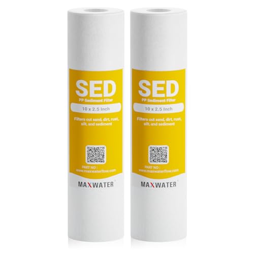 50 Pack of 10 Micron 10" x 2.5" Inch Polypropylene Sediment Filters compatible with 10" Standard RO Reverse Osmosis and WH Whole House Systems