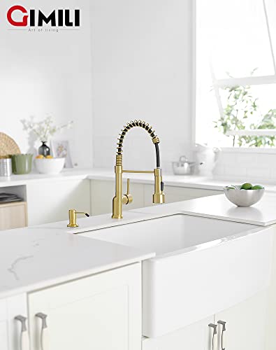 Led Gold Kitchen Faucet with Soap Dispenser