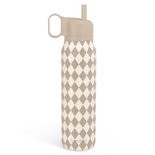 Argyle Design Stainless Steel Water Bottle with Twist Lid 20oz