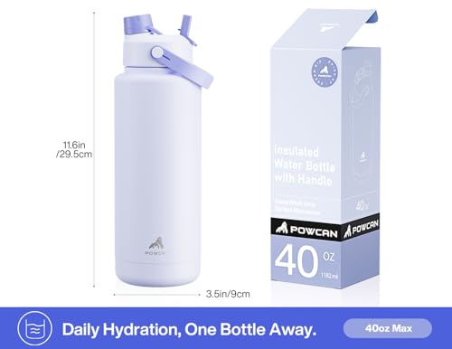 40 oz Insulated Water Bottle with 2