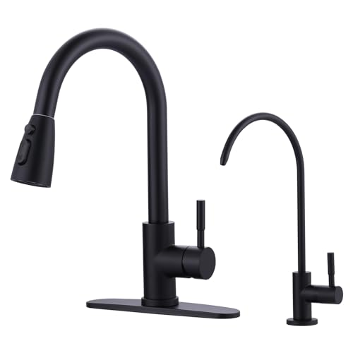 Black Kitchen Faucet and Water Filter Faucet Combo