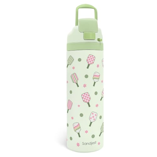 Pickleball Insulated Stainless Steel Water Bottle with Straw for Sports and Travel 24 Ounces for Women Girls Friends Teens Birthday