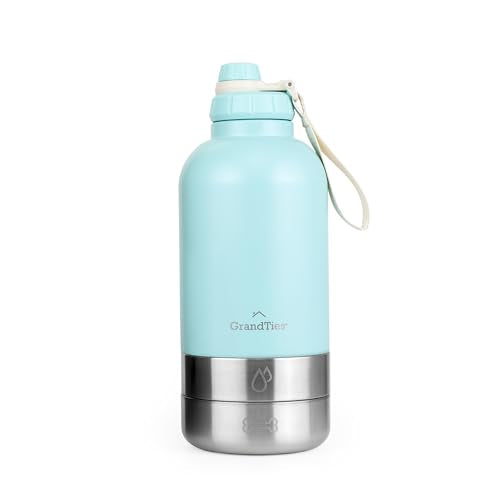 Insulated Portable Dog Water Bottle with 2 Detachable Water Bowl Dispenser