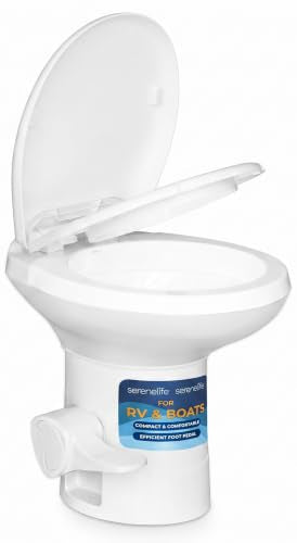 RV Gravity Flush Toilet with Foot Pedal and Hand Sprayer
