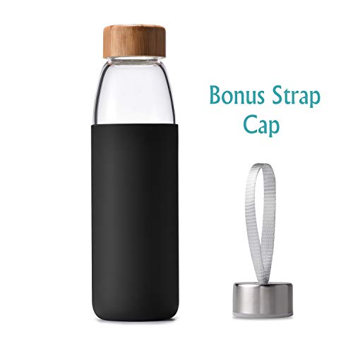 18 Oz Borosilicate Glass Water Bottles with Bamboo Lid