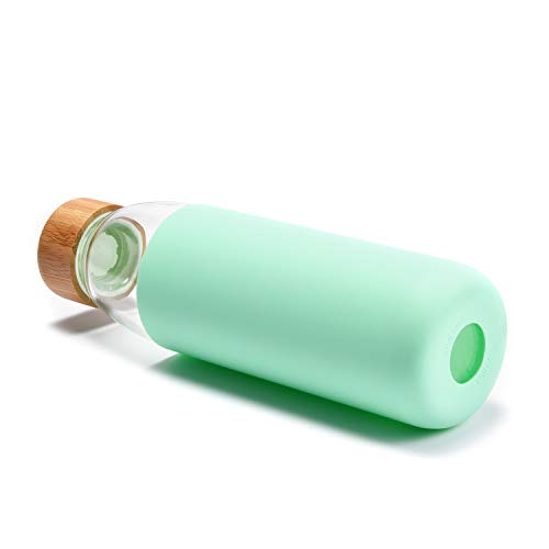 18 Oz Borosilicate Glass Water Bottles with Bamboo Lid