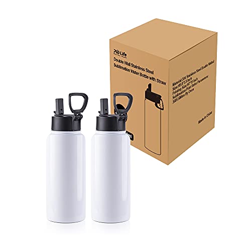 2 Pack Sublimation Blanks Tumblers Sports Water Bottles 32 OZ (2 Count)