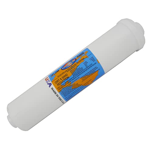 Omnipure (K5605-SS) Inline Sediment Filter, 5 Micron Sediment Inline Water Filter, 1/4" FQC Quick-Connect Elbow Fittings - 12" x 2.5"