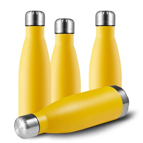 17oz Sport Water Bottle 4 Pack Vacuum Insulated Stainless Steel Leak