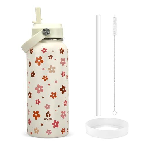 32oz Daisy Gifts Insulated Water Bottle for Women with Straw