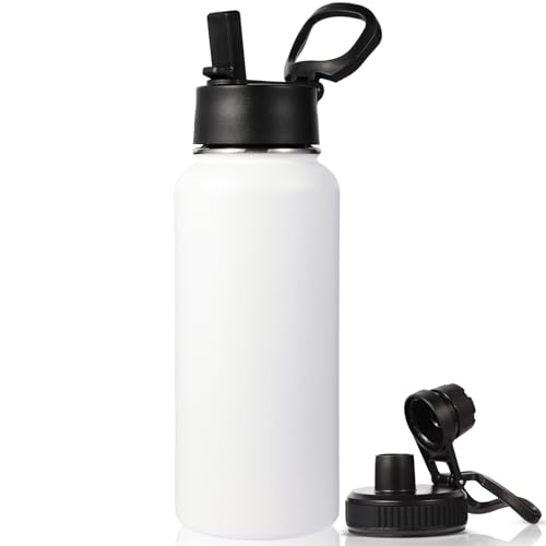 32 oz Insulated Water Bottle with 2 Lids